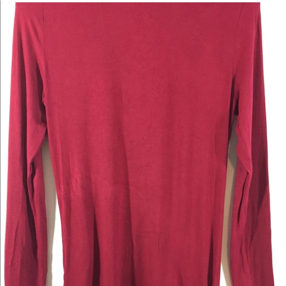 Le Chateau Women Long Sleeve T- Shirt V Neck Small Leather Piping - Picture 5 of 11